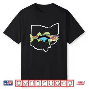 Ohio Map Walleye Fishing Freshwater Fisherman Walleye Fish Shirt