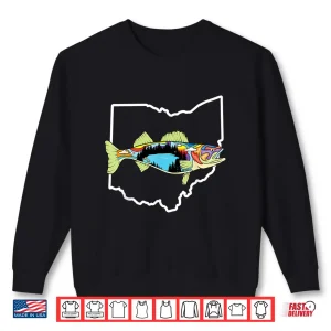 Sweatshirt Ohio Map Walleye Fishing Freshwater Fisherman Walleye Fish Shirt