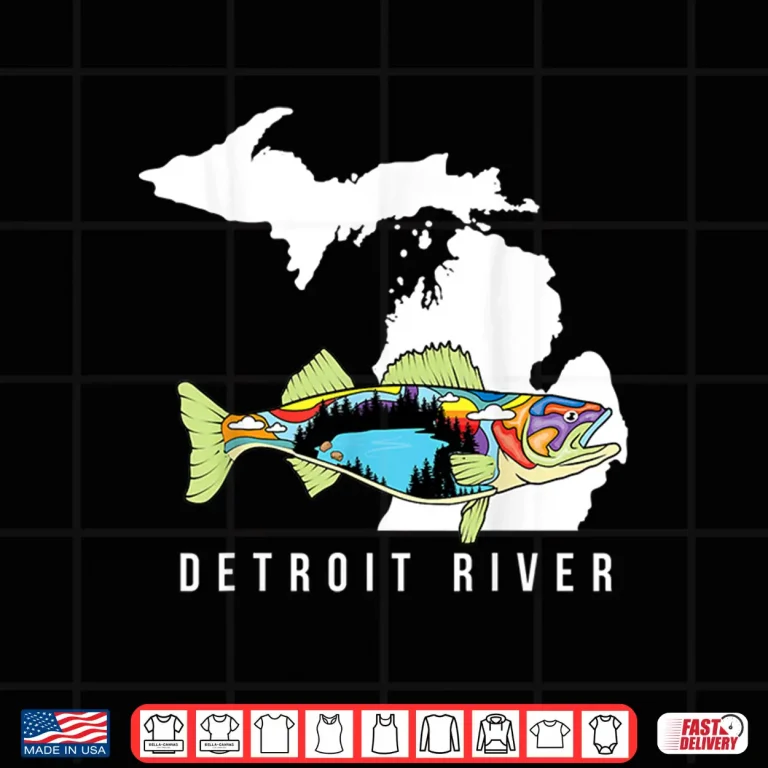 Design Michigan Detroit River Walleye Fishing Freshwater Fisherman Shirt