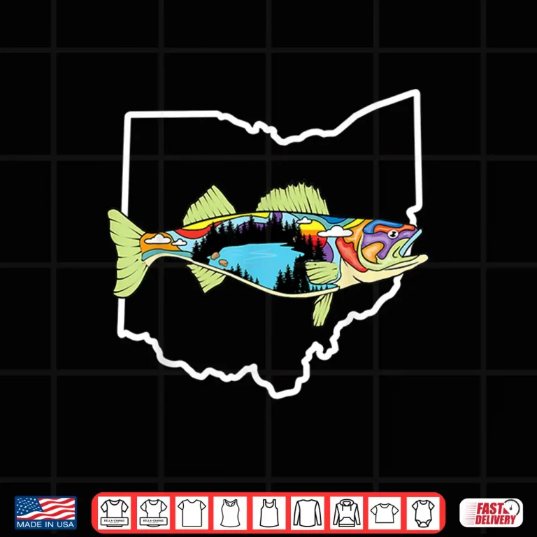 Design Ohio Map Walleye Fishing Freshwater Fisherman Walleye Fish Shirt