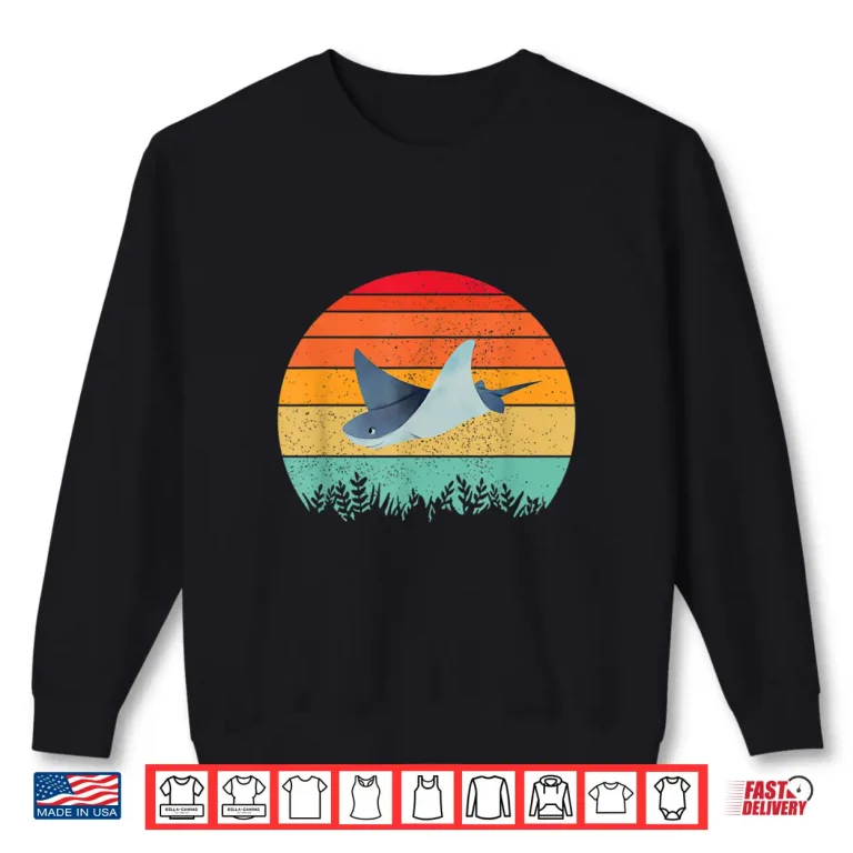 Sweatshirt Retro Sunset Vintage Freshwater Stingray Fish Animal Gift Shirt