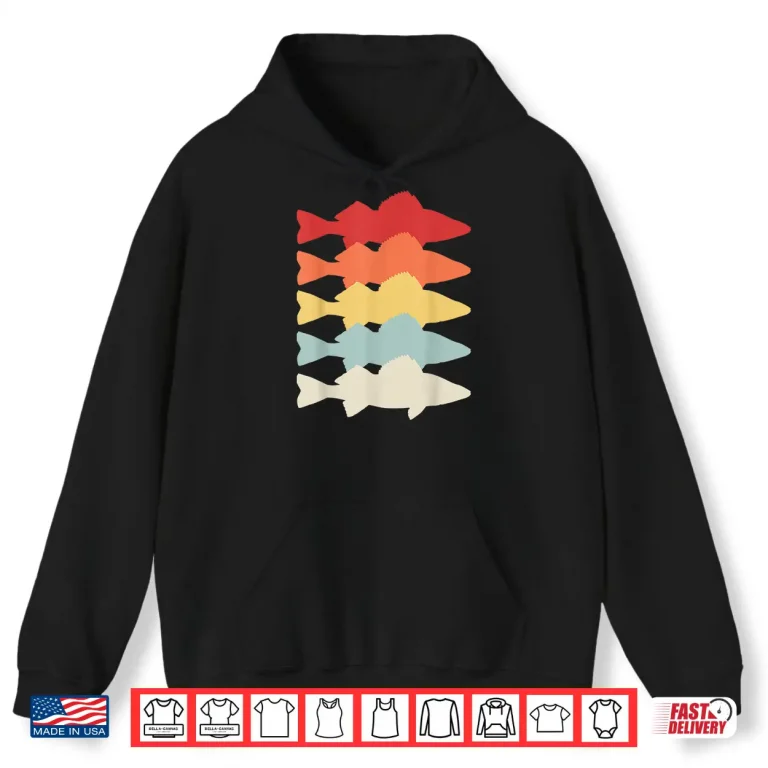 Hoodie Walleye Fishing Graphic Vintage Freshwater Fish Gift Shirt