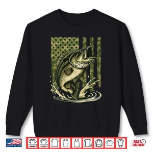 Sweatshirt Youth Camo Bass Fish American Flag Freshwater North America Shirt