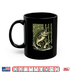 Mug Youth Camo Bass Fish American Flag Freshwater North America Shirt