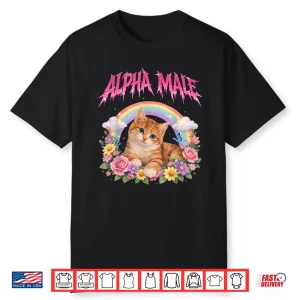 Alpha Male Funny Kitten Rainbow Floral Shirt