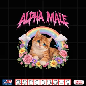 Design Alpha Male Funny Kitten Rainbow Floral Shirt