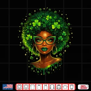 Design Irish African American Female St Patricks Day Women Black Shirt