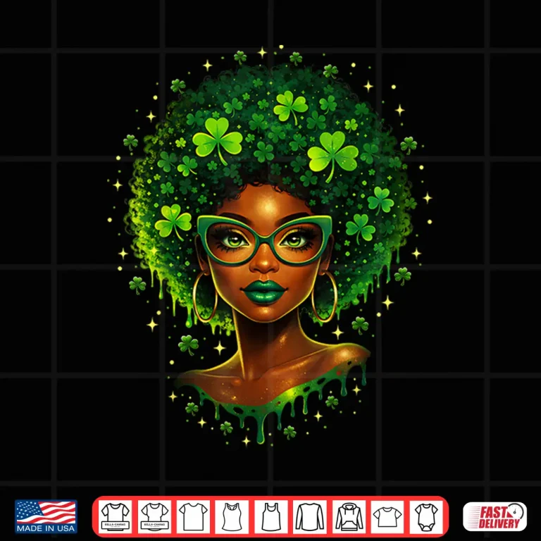 Design Irish African American Female St Patricks Day Women Black Shirt
