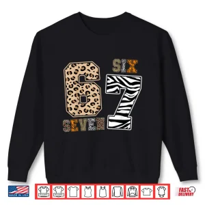 Six Seven Animal Print Kids Clothes Zoo 67 Meme Boys Girls Shirt 2 Sweatshirt Six Seven Animal Print Kids Clothes Zoo 67 Meme Boys Girls Shirt