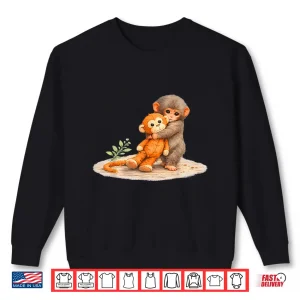 Monkey Punch Baby Monkey Holding Plush Toy Shirt 2 Sweatshirt Monkey Punch Baby Monkey Holding Plush Toy Shirt