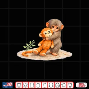 Monkey Punch Baby Monkey Holding Plush Toy Shirt 4 Design Monkey Punch Baby Monkey Holding Plush Toy Shirt