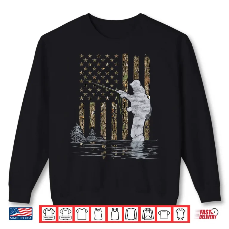 Sweatshirt Fly Fisherman American Flag Camouflage Fly Tying Fishing Shirt