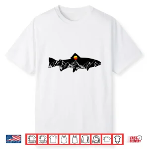 Fly Fishing Trout Fisherman Vintage Mountains Nature Shirt