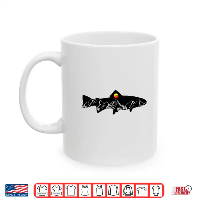 Mug Fly Fishing Trout Fisherman Vintage Mountains Nature Shirt