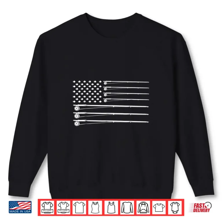 Sweatshirt Fly Rod Fishing American Flag Shirt