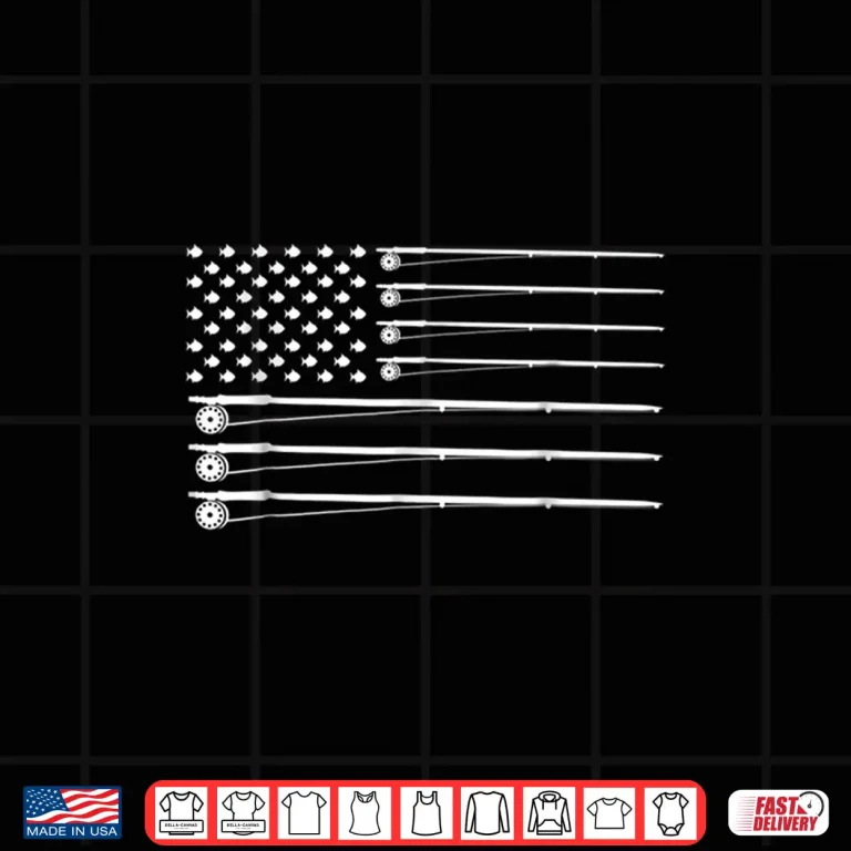 Design Fly Rod Fishing American Flag Shirt