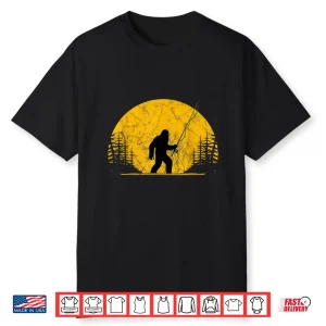 Sasquatch Fly Fishing Vintage Trout Fisherman Funny Shirt
