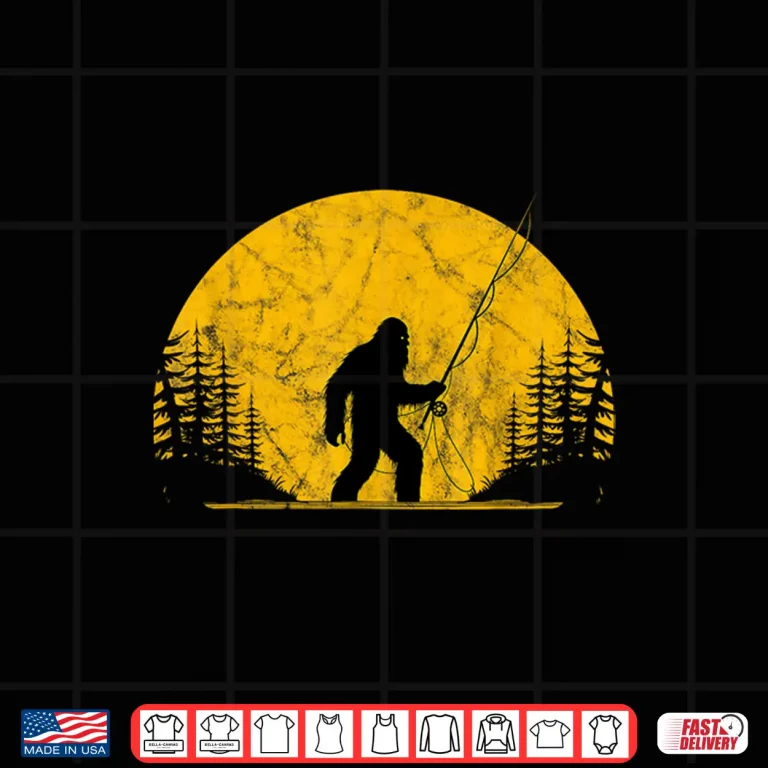 Design Sasquatch Fly Fishing Vintage Trout Fisherman Funny Shirt