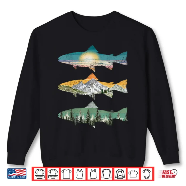 Sweatshirt Trout Fly Fishing Graphic Tees Fisherman Outdoor Nature Mens Shirt
