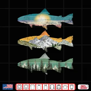 Design Trout Fly Fishing Graphic Tees Fisherman Outdoor Nature Mens Shirt