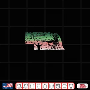 Design Vintage Big Fly Rainbow Trout Nebraska Map Fly Fishing Shirt