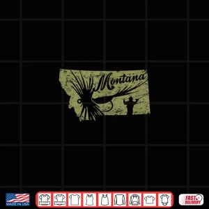 Design Vintage Montana Fly Fishing Distressed Trout Fishing Shirt