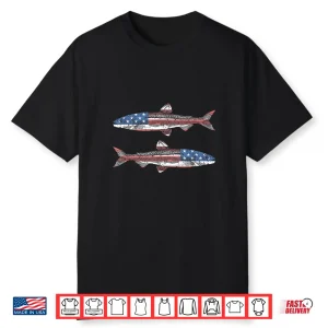 American Flag Trout Fly Fishing Patriotic Trout Fishing Shirt