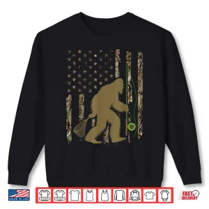 Sweatshirt Bigfoot Fly Fishing Sasquatch American Flag Tree Camouflage Shirt