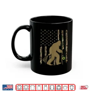 Mug Bigfoot Fly Fishing Sasquatch American Flag Tree Camouflage Shirt