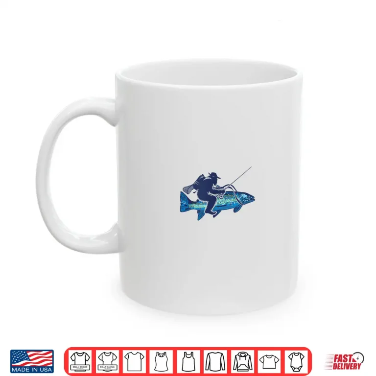 Mug Bigfoot Fly Fishing Sasquatch Trout Fisherman Vintage Shirt