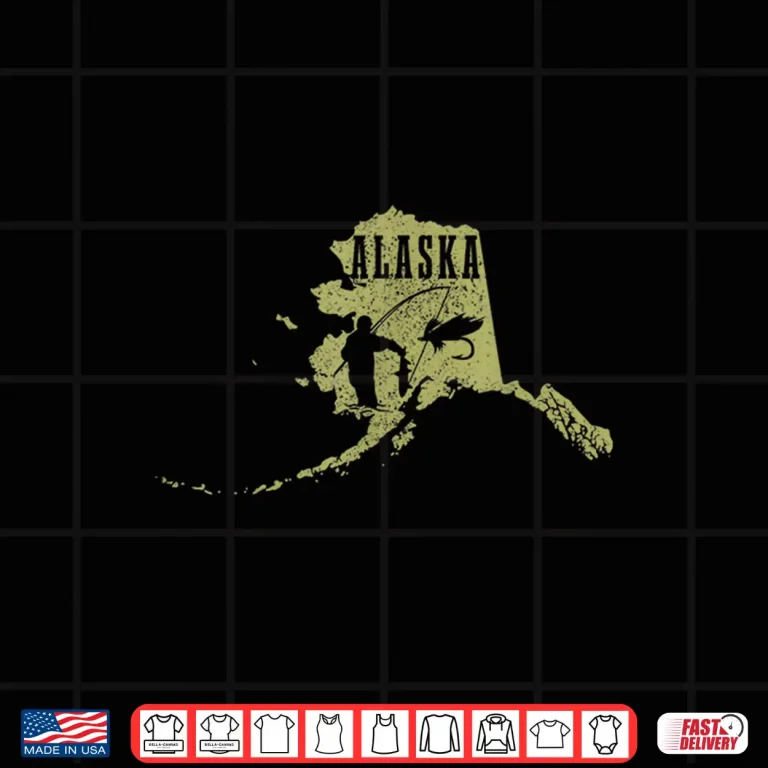 Design Alaska Fly Fishing vintage State Map Trout Salmon Fisherman Shirt