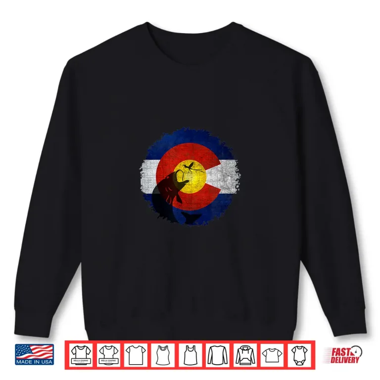 Sweatshirt Colorado Flag Shirt with Fly Fishing Design