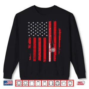Sweatshirt Fly Fishing Rods Flies US American Flag Patriotic Fisherman Shirt