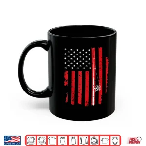 Mug Fly Fishing Rods Flies US American Flag Patriotic Fisherman Shirt