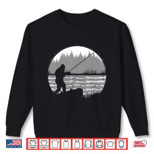 Sweatshirt Funny Bigfoot Fishing Cool Sasquatch Fly Fishing Fisherman Shirt