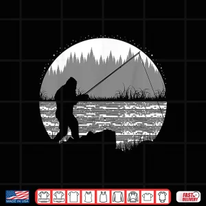 Design Funny Bigfoot Fishing Cool Sasquatch Fly Fishing Fisherman Shirt