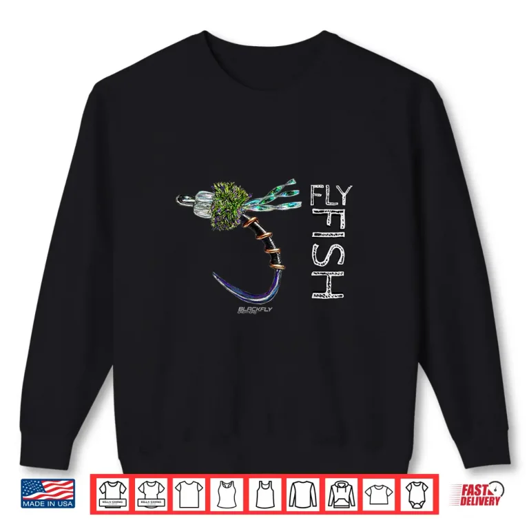 Sweatshirt Trout Midge Fly Fishing Tying Tenkara Gifts by Black Fly Shirt