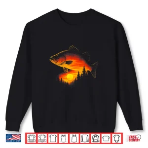 Sweatshirt Vintage Trout Sunset Retro Fly Fishing Nature Shirt