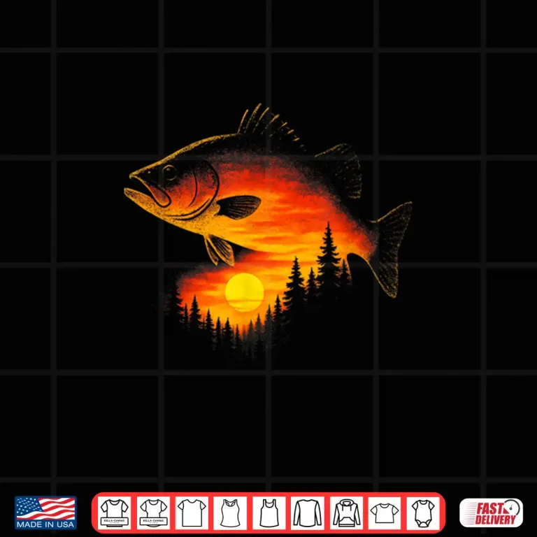 Design Vintage Trout Sunset Retro Fly Fishing Nature Shirt