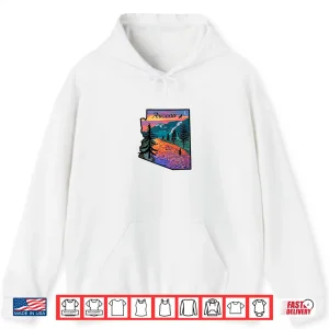 Hoodie Arizona Fly Fishing Retro Sunset State Outline Shirt