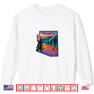 Sweatshirt Arizona Fly Fishing Retro Sunset State Outline Shirt