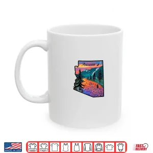 Mug Arizona Fly Fishing Retro Sunset State Outline Shirt