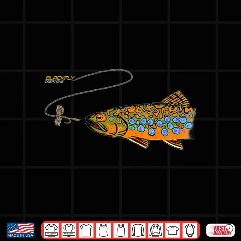 Design Brook Trout Fly Fishing Shirts Gifts by Black Fly Shirt