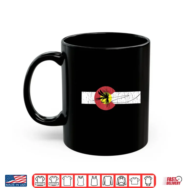 Mug Mens Colorado Flag Shirt with Fly Fishing Design