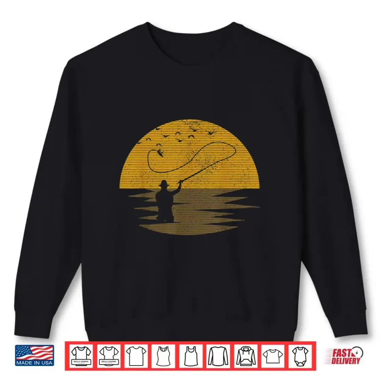 Sweatshirt Mens Fly Fishing Vintage Retro Trout Salmon Fisherman Gift Shirt