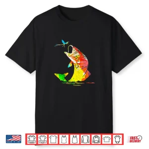 Rainbow Jumping Fish Fly Fishing Bass Trout Shirt