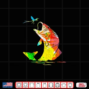Design Rainbow Jumping fish Fly Fishing Bass Trout Shirt