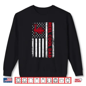 Sweatshirt Reel Cool Dad Shirt American Flag Fly Fishing Spinning Reel Shirt
