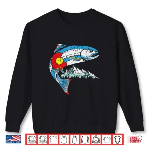 Sweatshirt Retro Colorado Flag Trout Vintage Fly Fishing Graphic Design Shirt