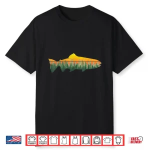 Retro Trout Fly Fishing Outdoor Nature Forest Fisherman Shirt